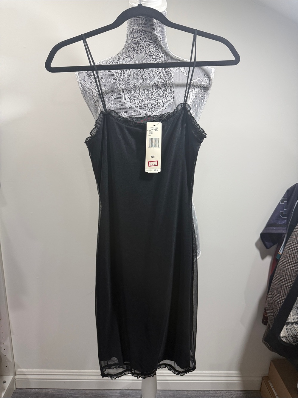 Vintage Y2K Ralph Lauren Black Lace-Trim Midi Slip Dress